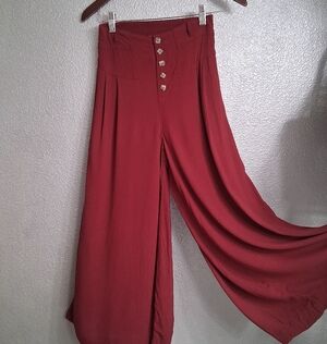Good Luck Gem Burgundy Cropped High Waist Trousers    Size XS